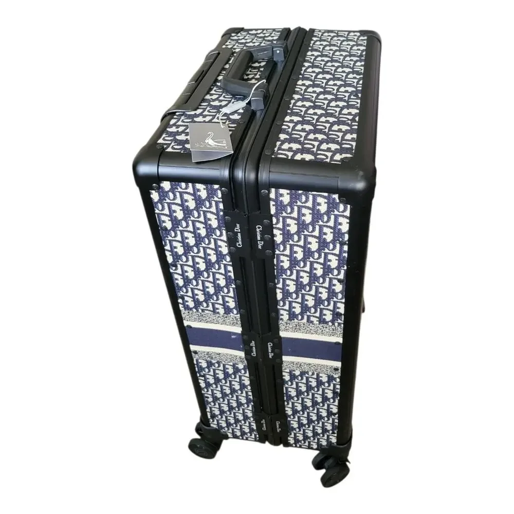 Christian Dior Blue Abstract Pattern Wheeled Suitcase Carry On Size 24x16x10 
